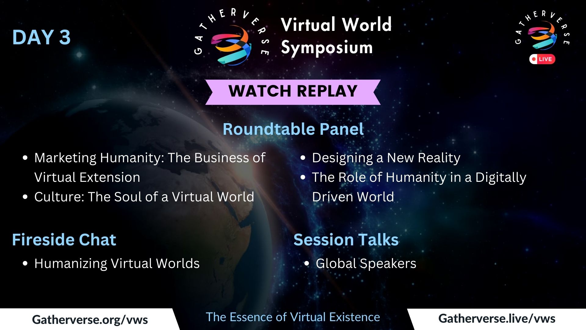 Watch Replay: Day 3 - GatherVerse - Virtual World Symposium